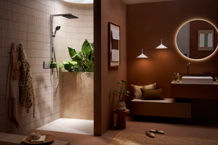 Душевая система hansgrohe Raindance Alive Q Showerpipe 210/340 1jet с термостатом ShowerSelect Comfort, 24580000, хром