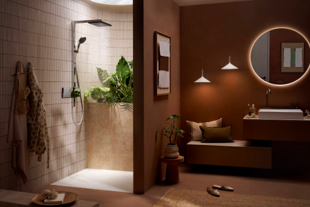 Душевая система hansgrohe Raindance Alive Q Showerpipe 210/340 1jet с термостатом ShowerSelect Comfort, 24580000, хром