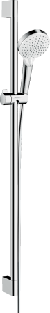 Душевой гарнитур hansgrohe Crometta 100 2jet Vario со штангой 90 см 26536400, белый/хром