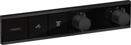 Внешняя часть термостата для душа hansgrohe RainSelect скрытого монтажа на 2 потребителя 15380670, матовый черный
