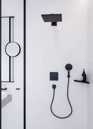 Внешняя часть термостата для душа hansgrohe ShowerSelect скрытого монтажа на 2 потребителя 15763670, матовый черный
