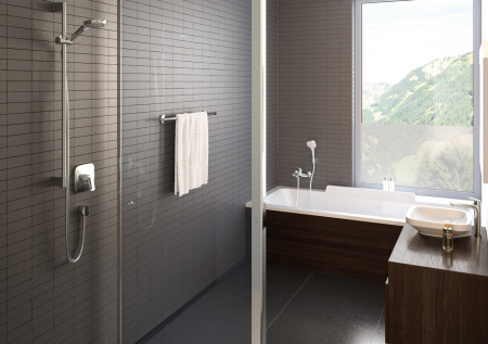 Душевой гарнитур hansgrohe Croma Select E 110 3jet Multi со штангой 90 см 26590400/U, белый/хром, уцененный товар