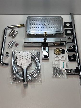 Душевая система hansgrohe Croma E 280 1jet с термостатом для ванны 27687000/U1, хром, уцененный товар