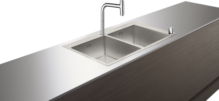 Кухонная комбинация hansgrohe C71-F765-10 врезная, с двумя чашами 370/370 43203000, хром