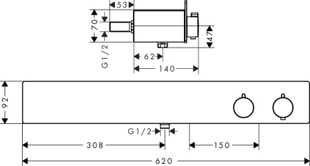 Термостат для душа hansgrohe ShowerTablet 600 на 2 потребителя 13108400, белый/хром
