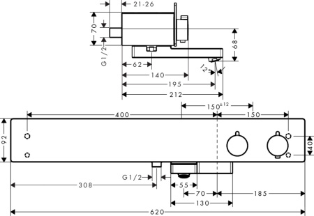 Термостат для ванны hansgrohe ShowerTablet 600, 13109400, белый/хром