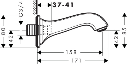 Излив для ванны hansgrohe Metropol Classic 13425000, хром