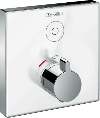 Внешняя часть термостата для душа hansgrohe ShowerSelect Glass скрытого монтажа на 1 потребителя 15737400, белый/хром 