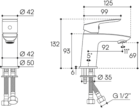 Смеситель для раковины Aqueduto SUAVE SUA0100, хром