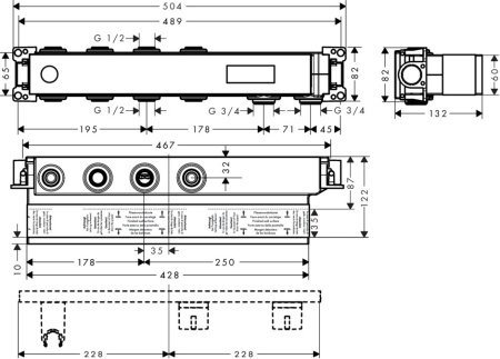 Встраиваемая часть термостата hansgrohe RainSelect на 2 потребителя 15310180