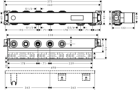 Встраиваемая часть термостата hansgrohe RainSelect на 3 потребителя 15311180