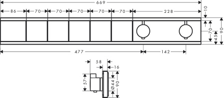 Внешняя часть термостата для душа hansgrohe RainSelect скрытого монтажа на 5 потребителей 15384700, матовый белый