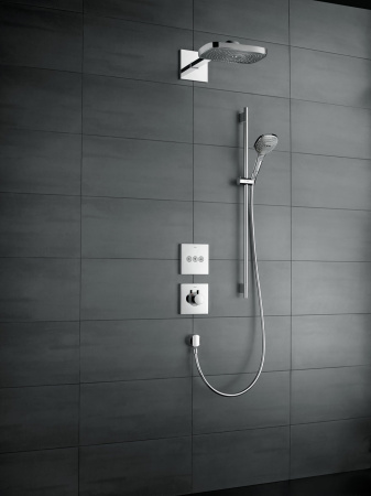 Душевой гарнитур hansgrohe Raindance Select E 120 3jet со штангой 90 см и мыльницей 26621400, белый/хром