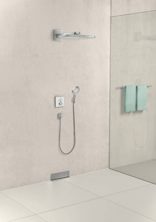 Внешняя часть термостата для душа hansgrohe ShowerSelect Glass скрытого монтажа на 2 потребителя 15738400, белый/хром