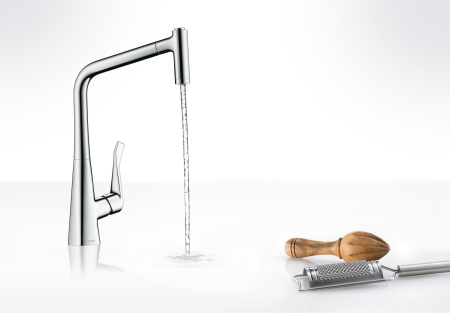 Смеситель для кухонной мойки hansgrohe Metris M71 320, с вытяжным душем 2jet 14820000, хром