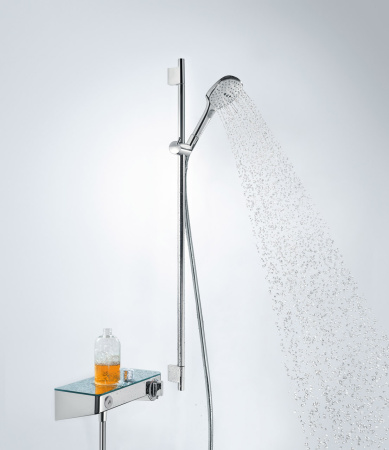 Душевой гарнитур hansgrohe Raindance Select E 120 3jet со штангой 90 см и мыльницей 26621400, белый/хром