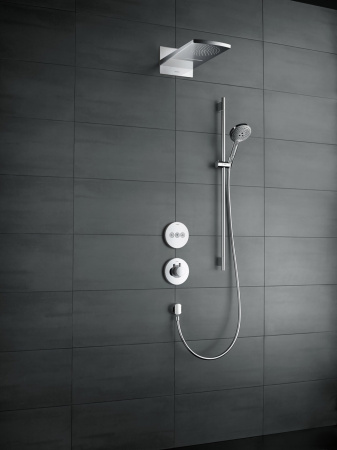 Внешняя часть термостата для душа hansgrohe ShowerSelect S HighFlow скрытого монтажа, с клапаном для ручного душа 15742000, хром