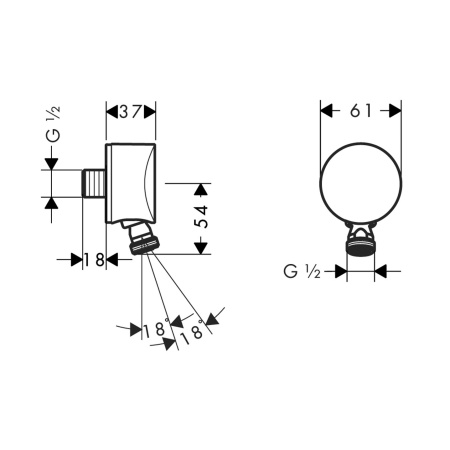 Шланговое подключение hansgrohe FixFit S с клапаном обратного тока и шарнирным соединением 27506000, хром