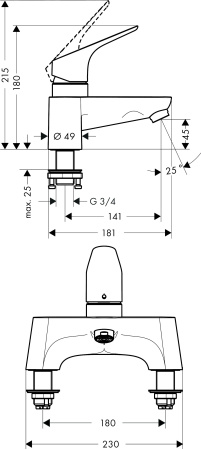 Смеситель для ванны hansgrohe Focus на край ванны 31523000, хром