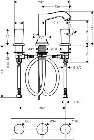 Смеситель для раковины hansgrohe Metropol Classic 110 31304000, хром