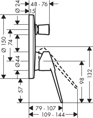 Внешняя часть смесителя для ванны hansgrohe Novus Loop скрытого монтажа 71345000, хром