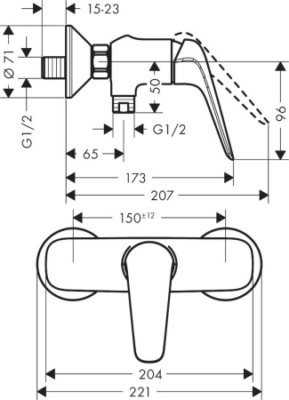 Смеситель для душа hansgrohe Novus 71060000, хром