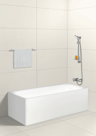 Душевой гарнитур hansgrohe Crometta 100 2jet Vario со штангой 65 см и мыльницей 26553400, белый/хром