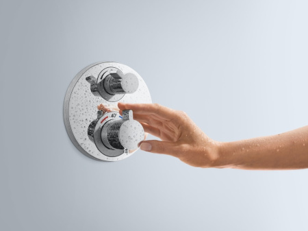 Внешняя часть термостата для душа hansgrohe Ecostat S скрытого монтажа 15757000, хром