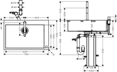Кухонная комбинация hansgrohe C71-F660-08 врезная 43202000, хром