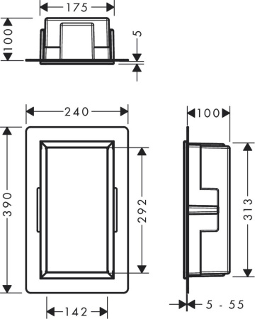 Настенный короб hansgrohe XtraStoris Original с интегрированной рамой, 30х15х10 см 56057700, матовый белый