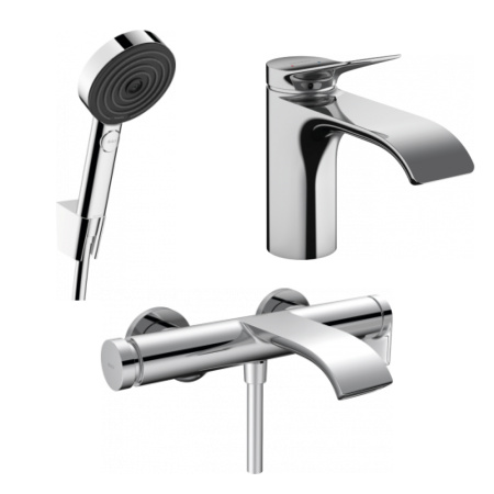 Готовый набор для ванны hansgrohe Vivenis со смесителем для раковины и ручным душем Pulsify HG-PR66, хром