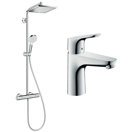 Готовый набор для душа hansgrohe Crometta со смесителем для раковины Focus HG-PR81, хром