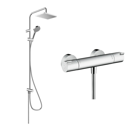 Готовый набор для душа hansgrohe Vernis Shape с термостатом Ecostat HG-PR97, хром