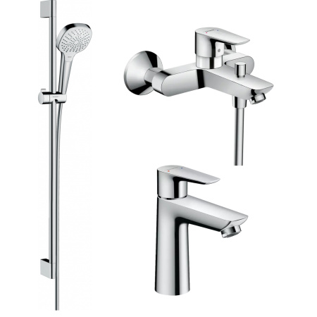 Готовый набор для ванны hansgrohe Talis с ручным душем Croma и смесителем для раковины HG-PR103, хром