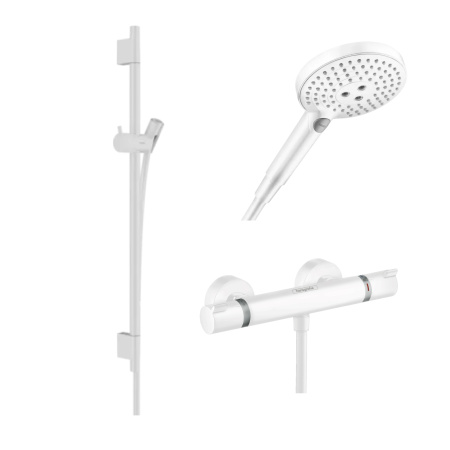 Готовый набор для душа hansgrohe Raindance с термостатом Ecostat HG-PR116, матовый белый