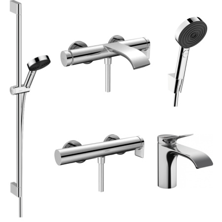 Готовый набор для ванны и душа hansgrohe Vivenis со смесителем для раковины и ручным душем Pulsify HG-PR63, хром