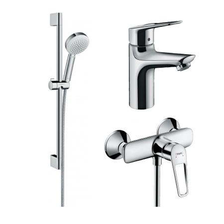 Готовый набор для душа hansgrohe Novus с ручным душем Crometta и смесителем для раковины HG-PR208, хром