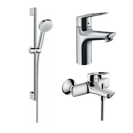 Готовый набор для ванны hansgrohe Novus с ручным душем Crometta и смесителем для раковины HG-PR209, хром