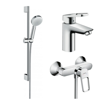 Готовый набор для душа hansgrohe Logis с ручным душем Crometta и смесителем для раковины HG-PR210, хром