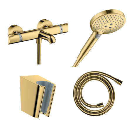 Готовый набор для ванны hansgrohe Ecostat с ручным душем Raindance HG-PR123, полированное золото