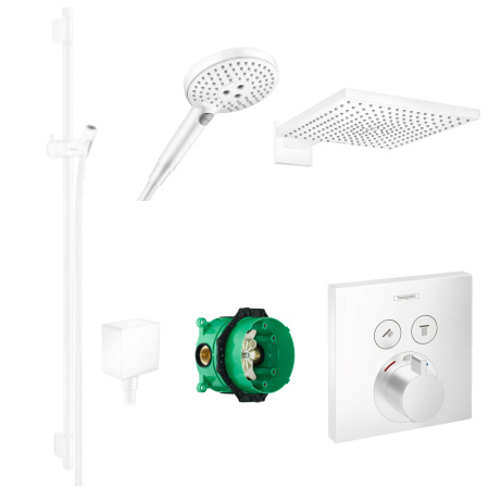 Готовый набор для душа скрытого монтажа hansgrohe Raindance с термостатом ShowerSelect HG-PR148, матовый белый