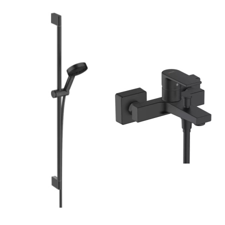 Готовый набор для ванны hansgrohe Vernis Shape с ручным душем Pulsify HG-PR169, матовый черный