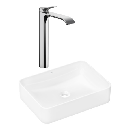 Готовый набор для раковины hansgrohe Xuniva Q накладной со смесителем Vivenis 250 HG-PR221, белый/хром