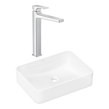 Готовый набор для раковины hansgrohe Xuniva Q накладной со смесителем Metropol 260 HG-PR222, белый/хром