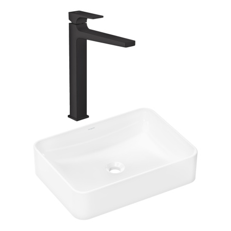 Готовый набор для раковины hansgrohe Xuniva Q накладной со смесителем Metropol 260 HG-PR223, белый/матовый черный