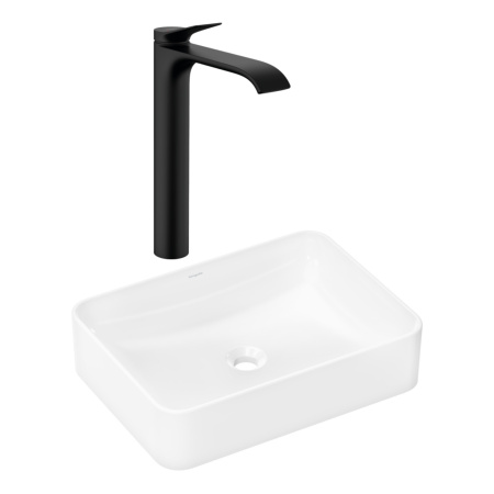 Готовый набор для раковины hansgrohe Xuniva Q накладной со смесителем Vivenis 250 HG-PR227, белый/матовый черный