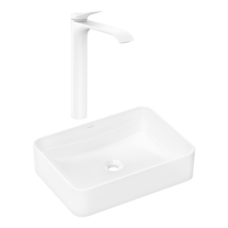 Готовый набор для раковины hansgrohe Xuniva Q накладной со смесителем Vivenis 250 HG-PR228, белый/матовый белый