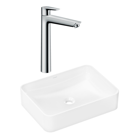 Готовый набор для раковины hansgrohe Xuniva Q накладной со смесителем Talis E 240 HG-PR230, белый/хром