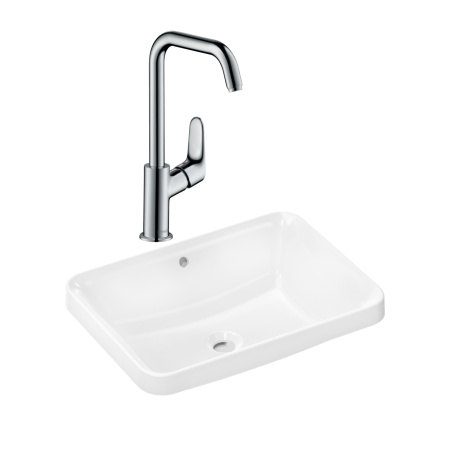 Готовый набор для раковины hansgrohe Xuniva Q встраиваемой со смесителем Focus 240 HG-PR237, белый/хром