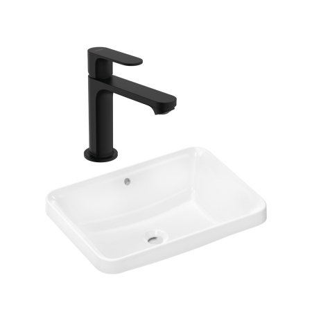 Готовый набор для раковины hansgrohe Xuniva Q встраиваемой со смесителем Rebris S 110 HG-PR242, белый/матовый черный